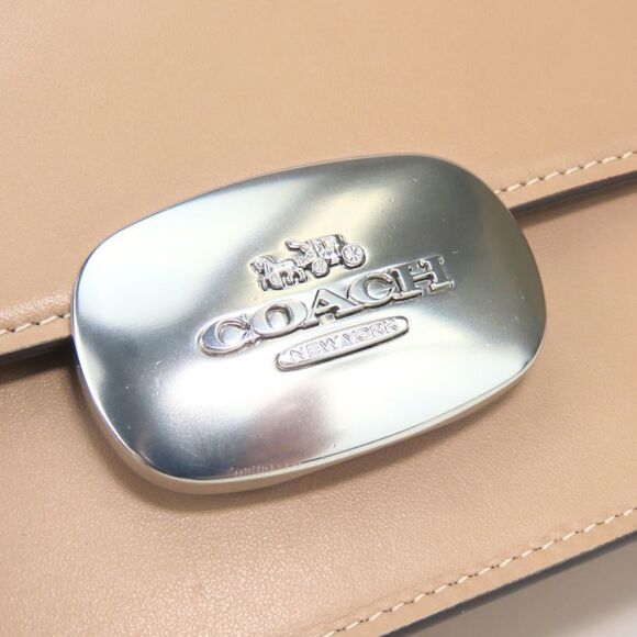 Coach Shoulder Bag CP008 Leather Beige Hardware Chain Women's COACH